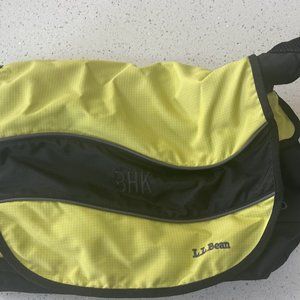 LL Bean Messenger Bag Black and Yellow/Green